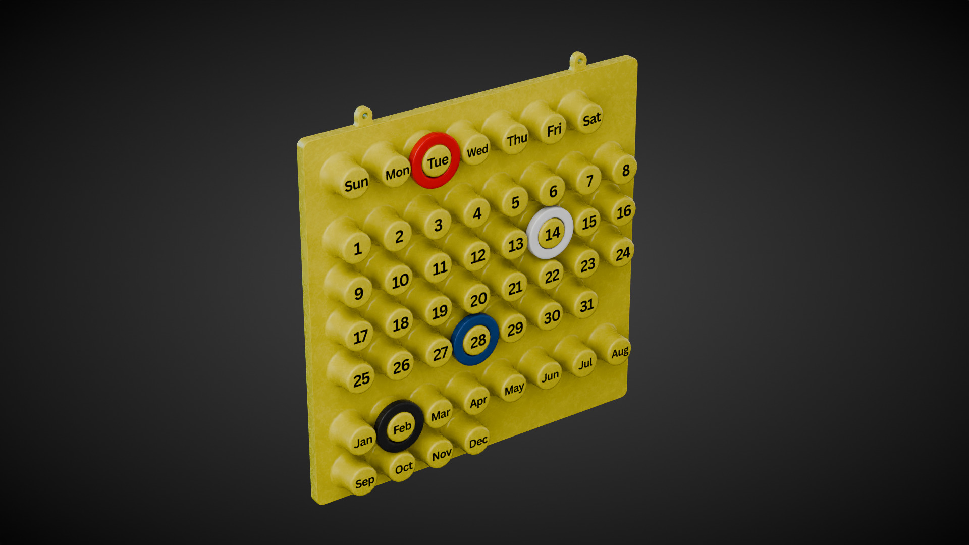 Wall Mounted Calendar Low-poly 3D model_3