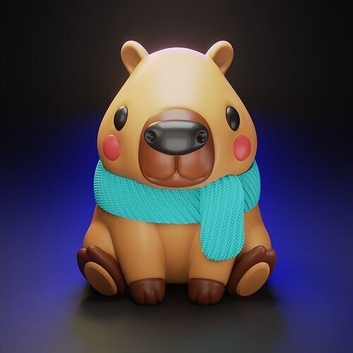 Capybara decorate statue multi-color 3D print model