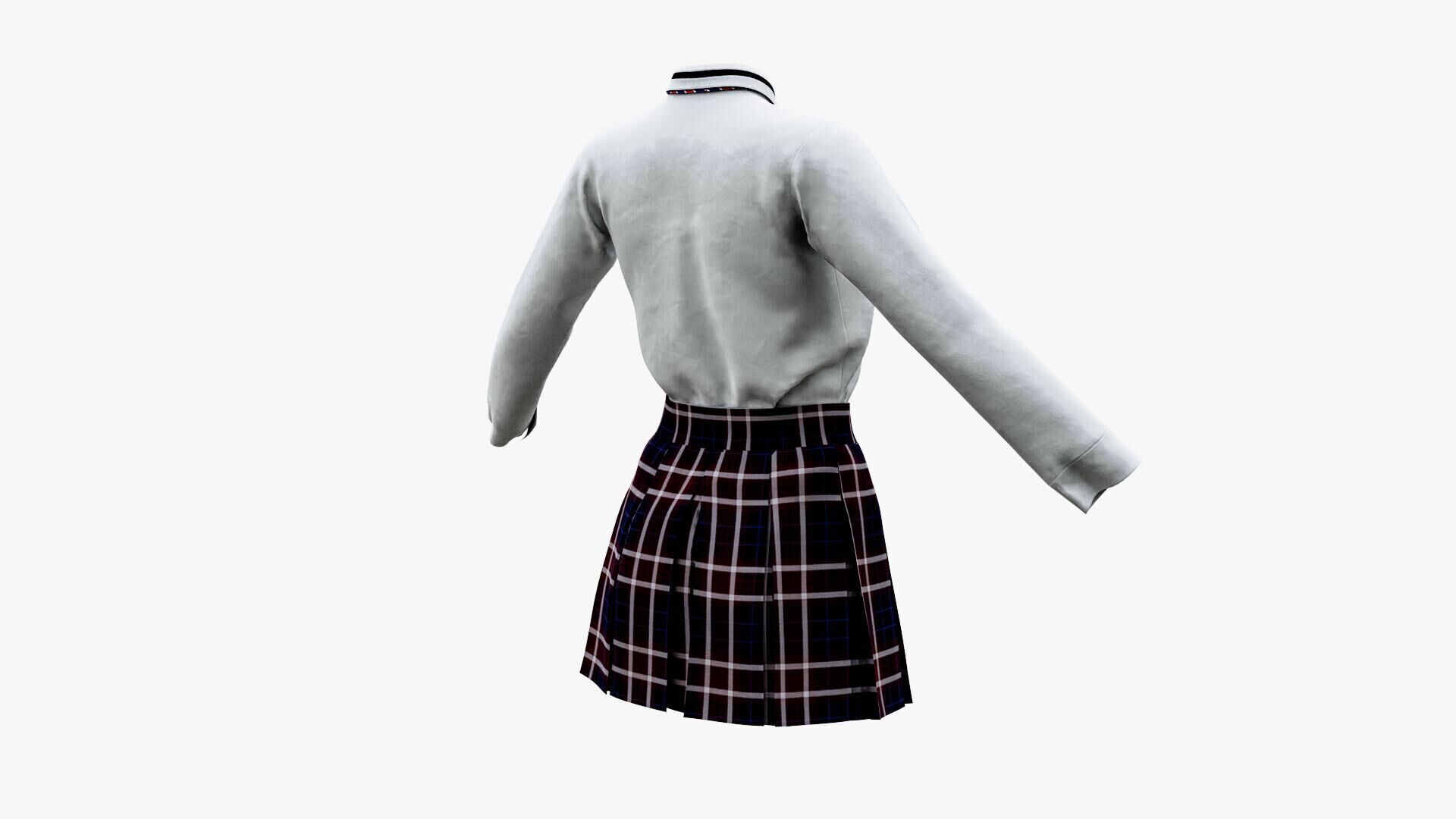 Female School Uniform Free low-poly 3D model_3