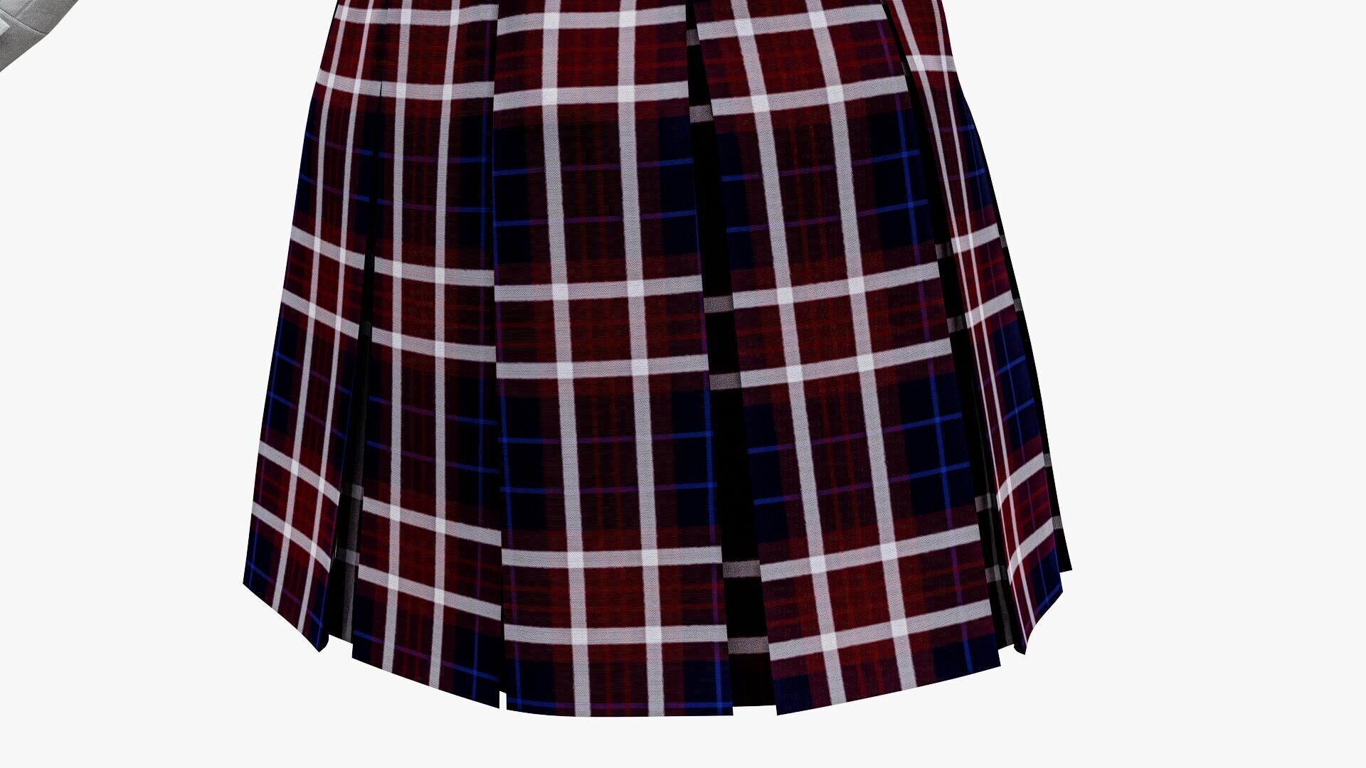 Female School Uniform Free low-poly 3D model_12