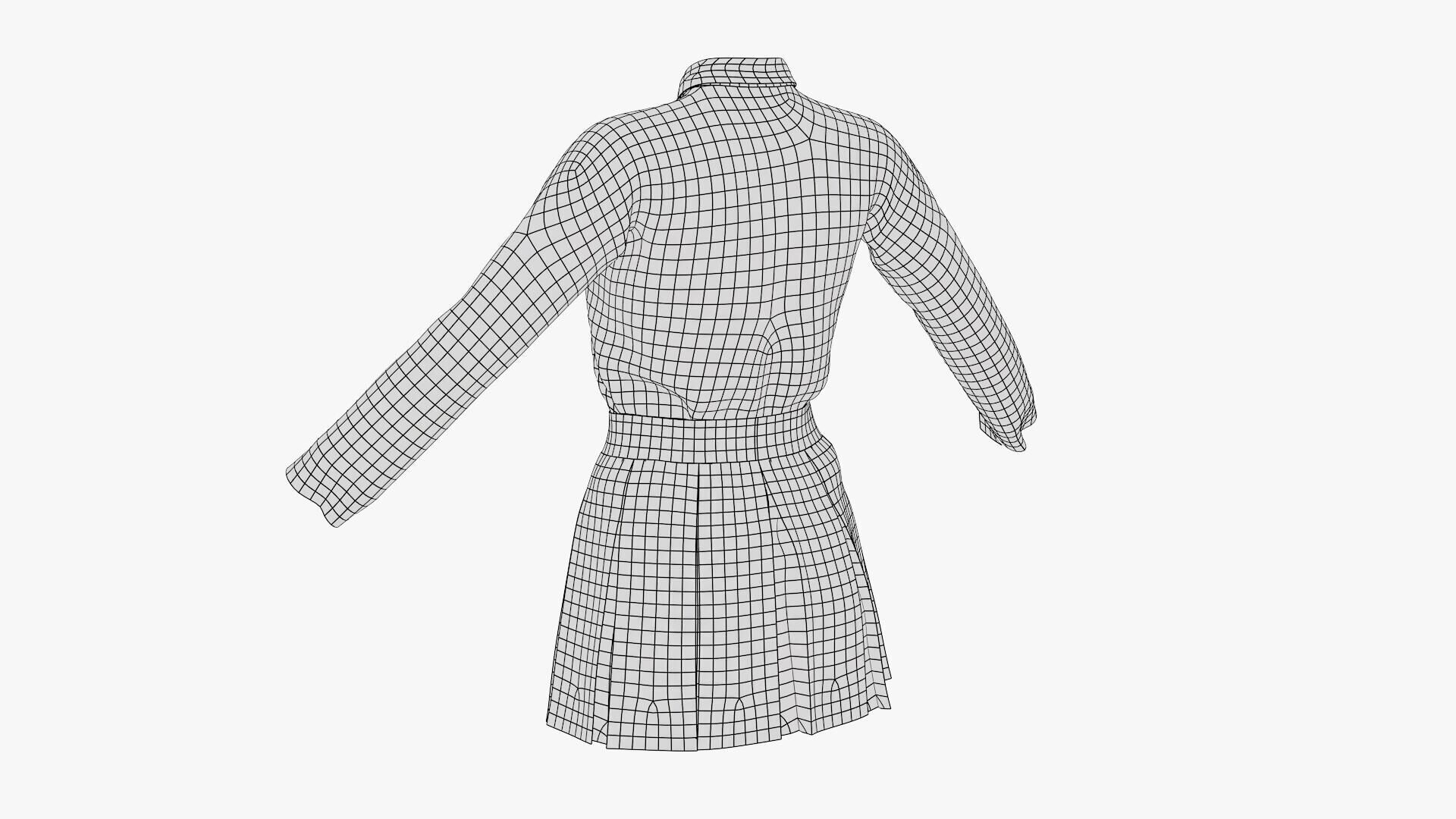 Female School Uniform Free low-poly 3D model_18