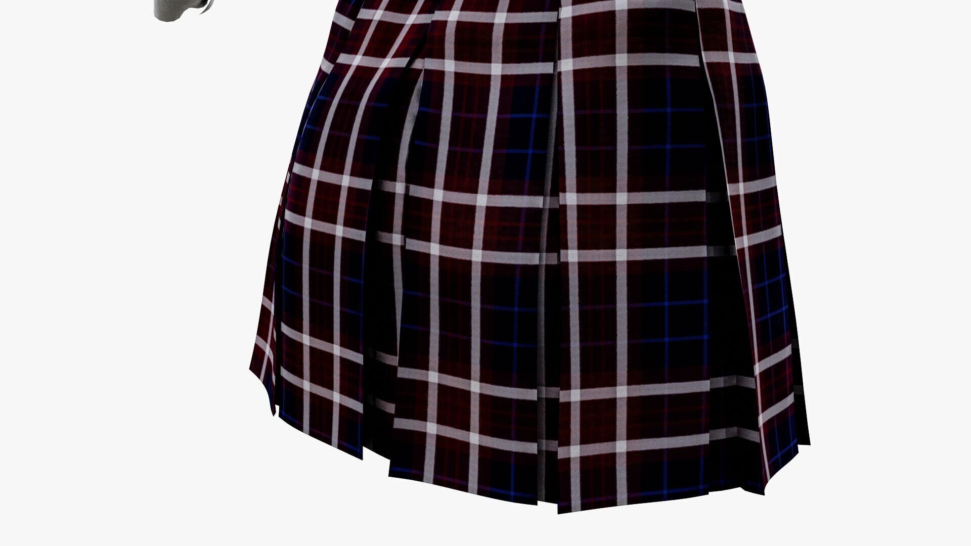 Female School Uniform Free low-poly 3D model_14