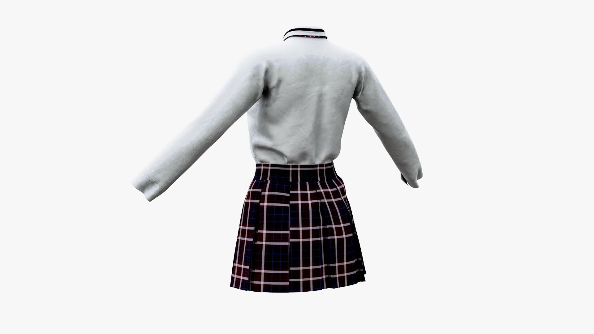 Female School Uniform Free low-poly 3D model_2