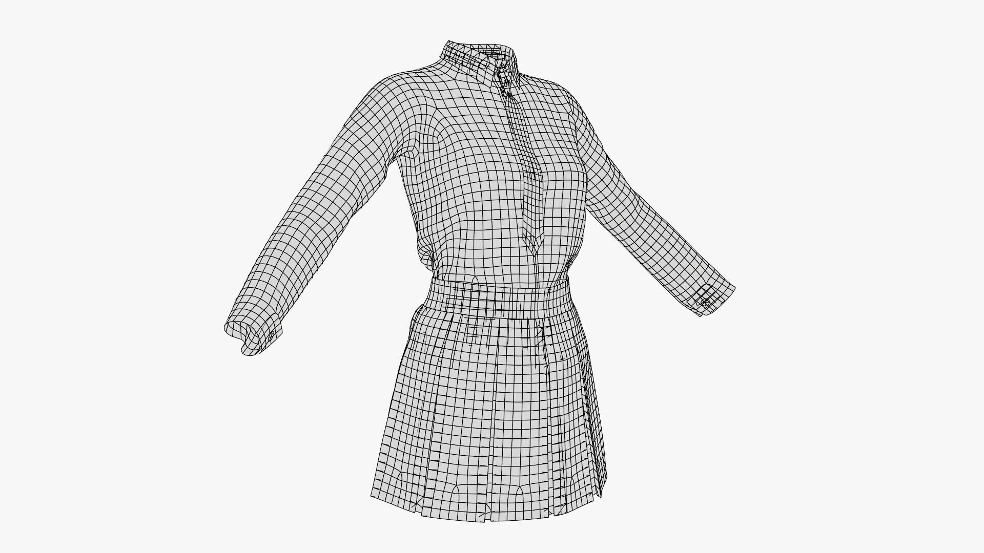 Female School Uniform Free low-poly 3D model_21