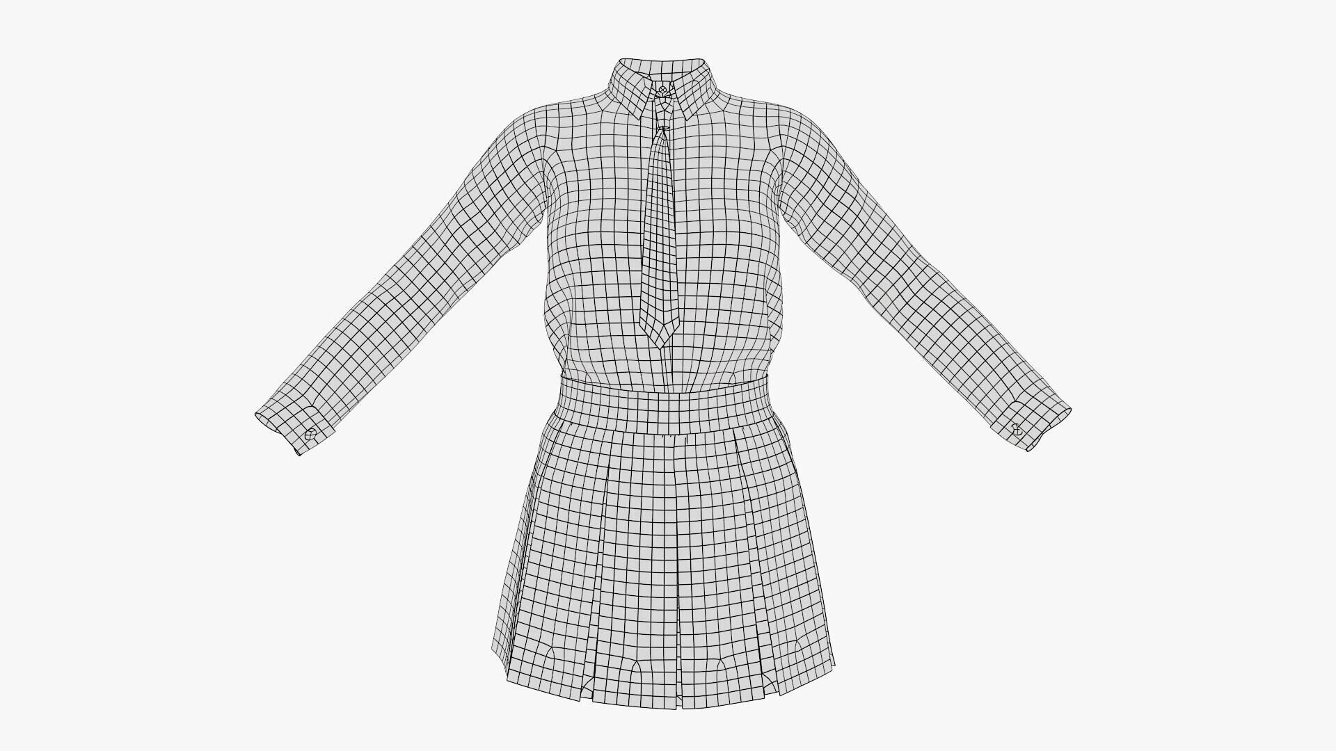 Female School Uniform Free low-poly 3D model_22