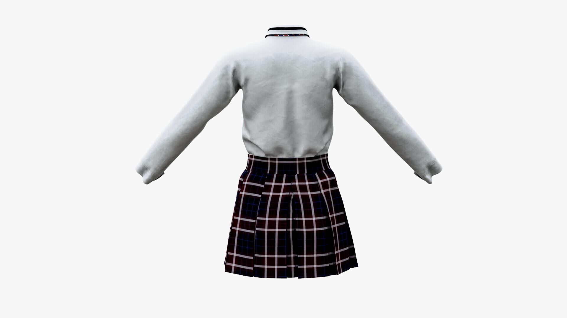 Female School Uniform Free low-poly 3D model_7