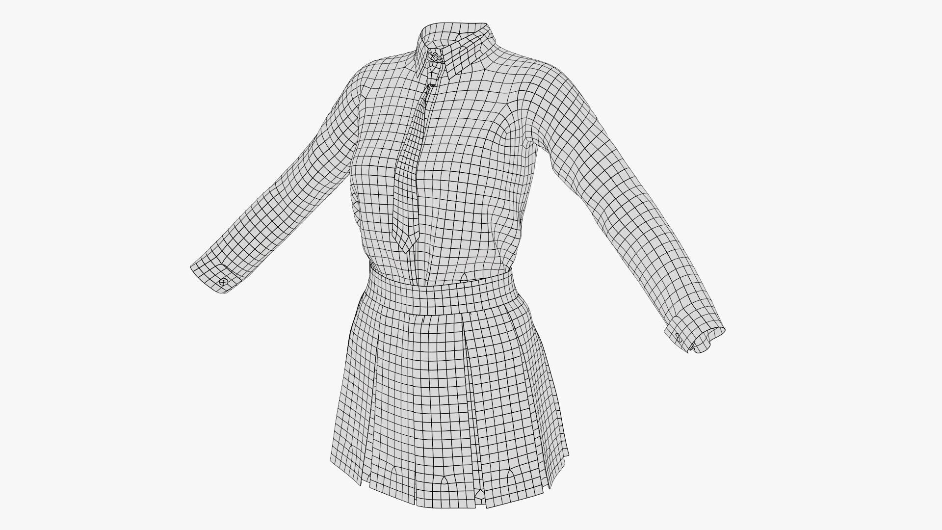 Female School Uniform Free low-poly 3D model_16