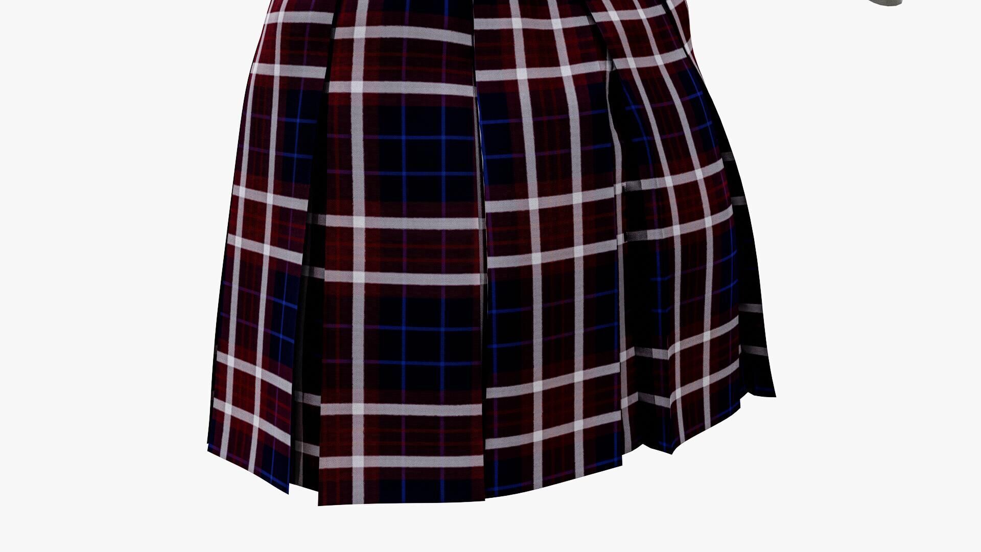 Female School Uniform Free low-poly 3D model_15