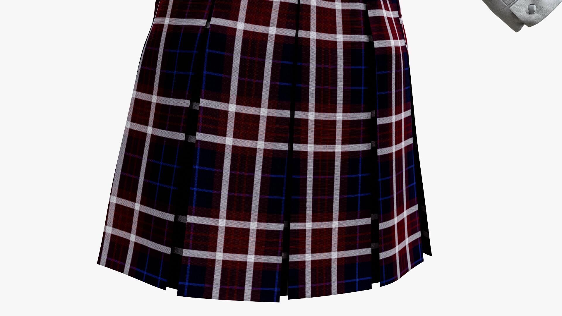 Female School Uniform Free low-poly 3D model_13