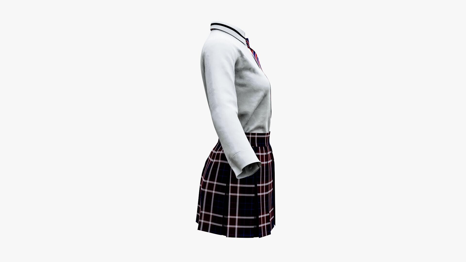 Female School Uniform Free low-poly 3D model_4