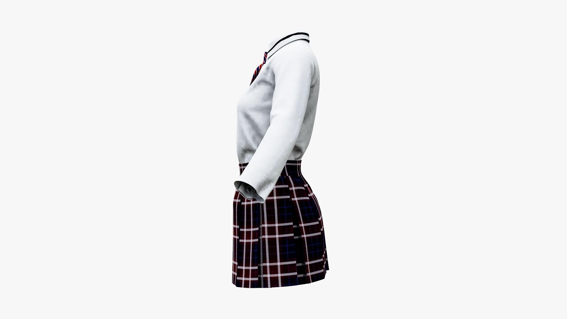 Female School Uniform Free low-poly 3D model_1