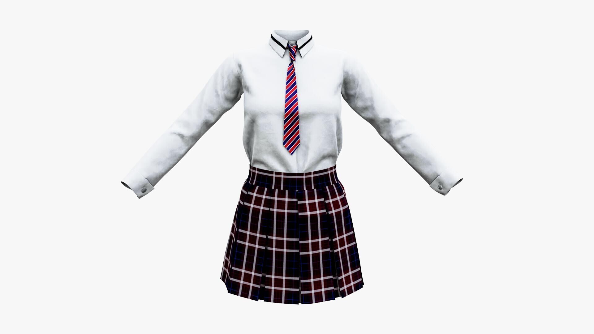 Female School Uniform Free low-poly 3D model_6