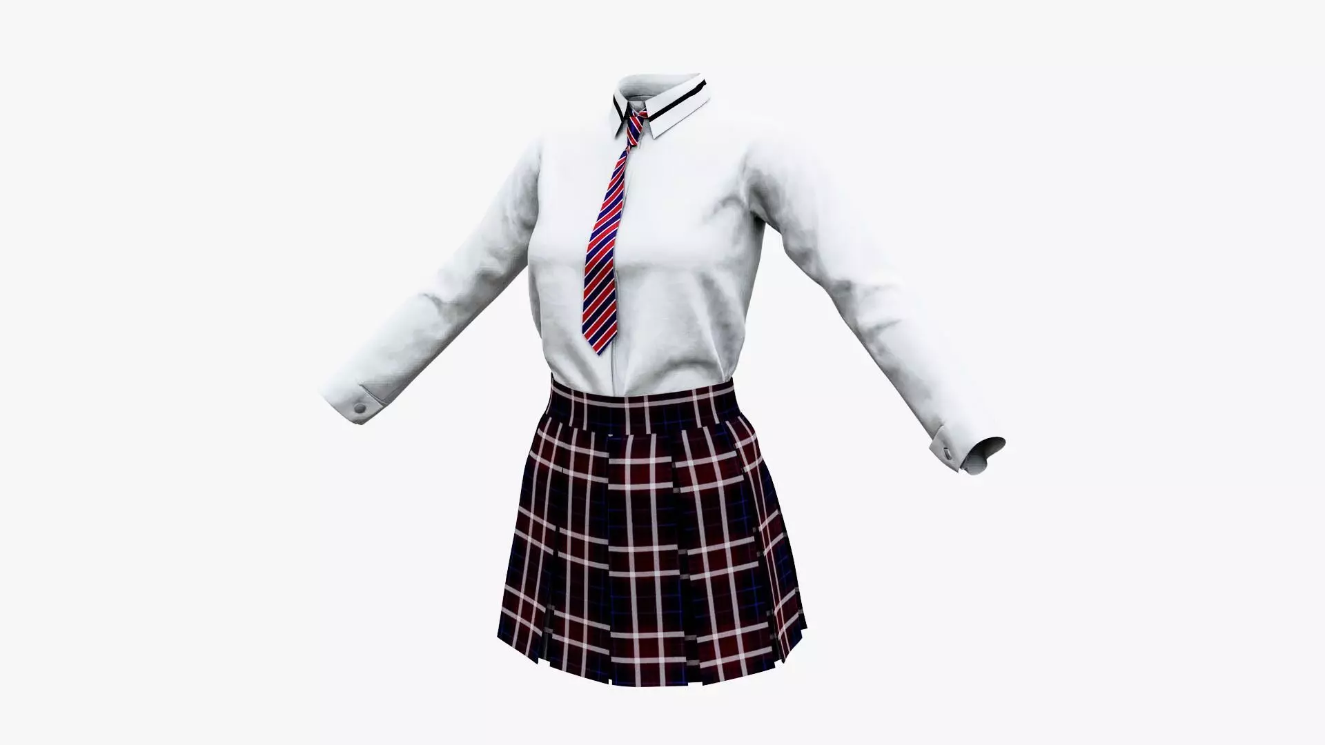 Female School Uniform Free low-poly 3D model_0
