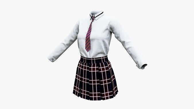 Female School Uniform Free low-poly 3D model