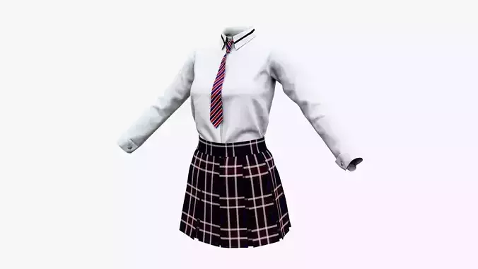 Female School Uniform Free low-poly 3D model