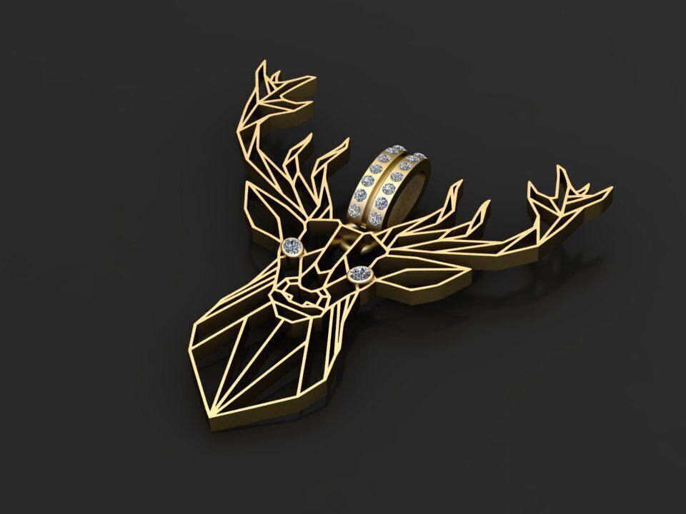 DEER HEAD PENDANT  3D print model_1