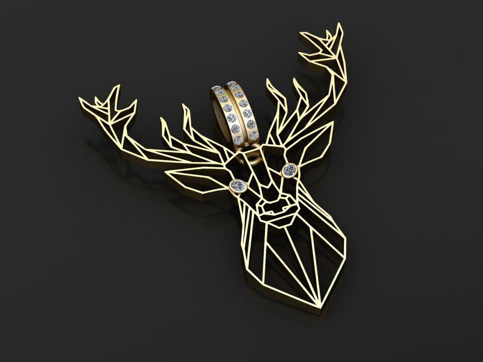 DEER HEAD PENDANT  3D print model_3