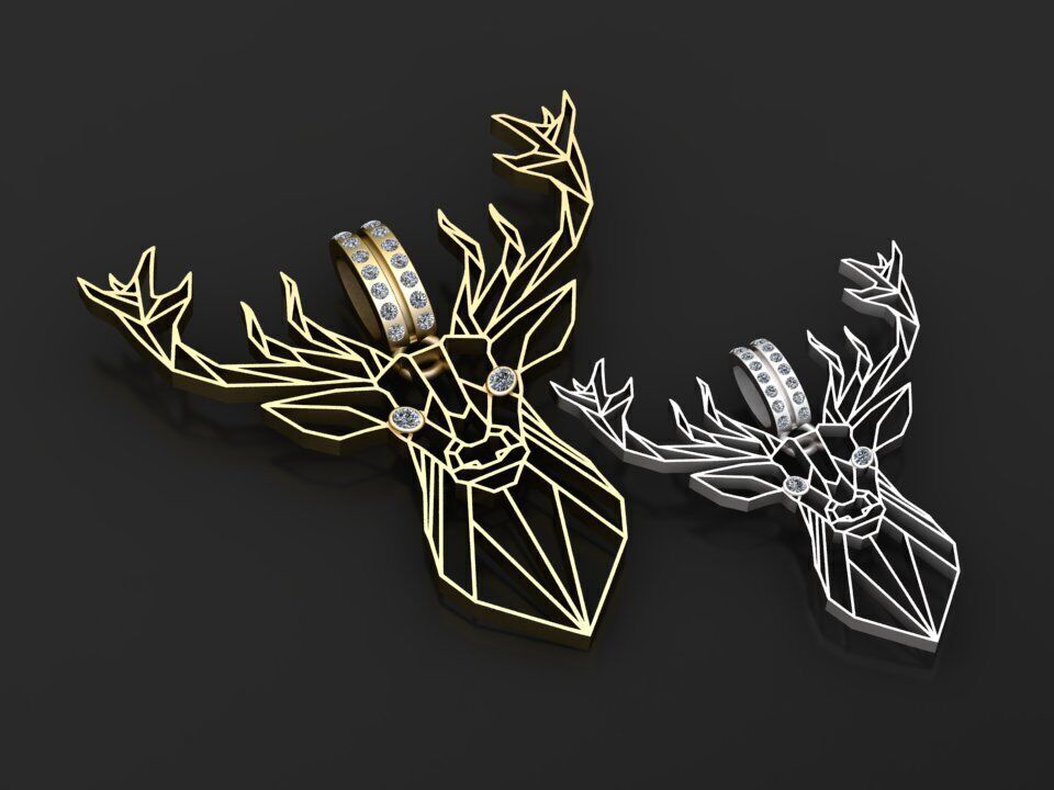 DEER HEAD PENDANT  3D print model_4