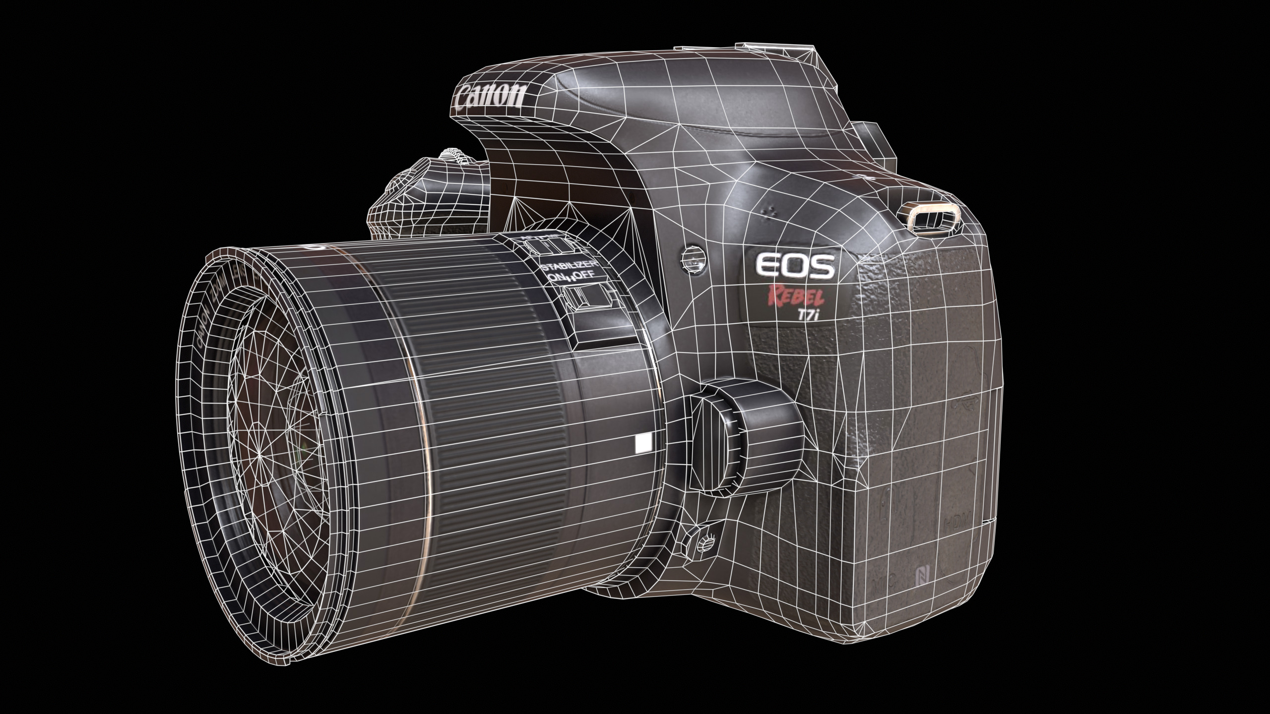 Canon T7i 800D DSLR Camera PBR Low-poly 3D model_18