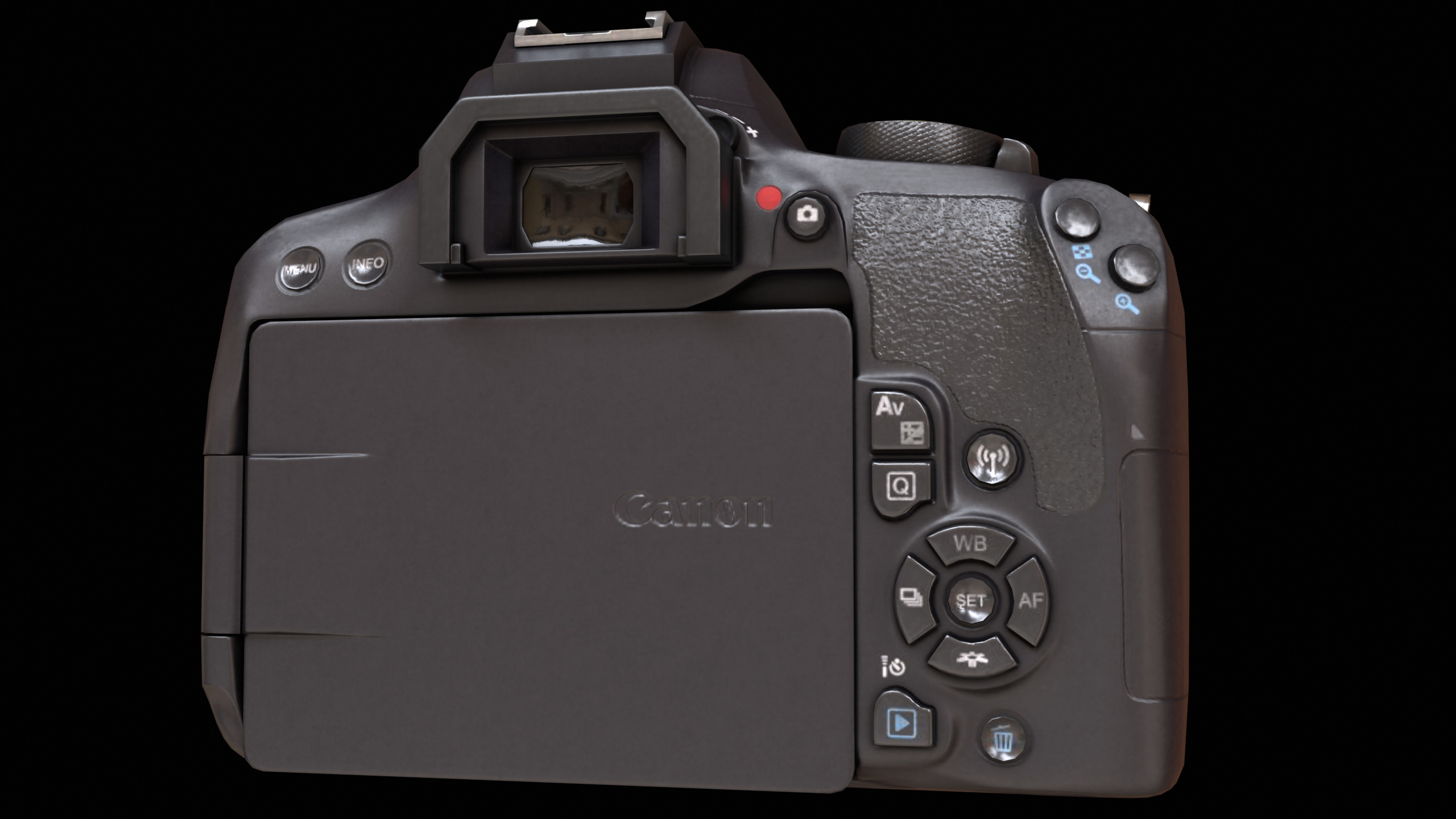 Canon T7i 800D DSLR Camera PBR Low-poly 3D model_14