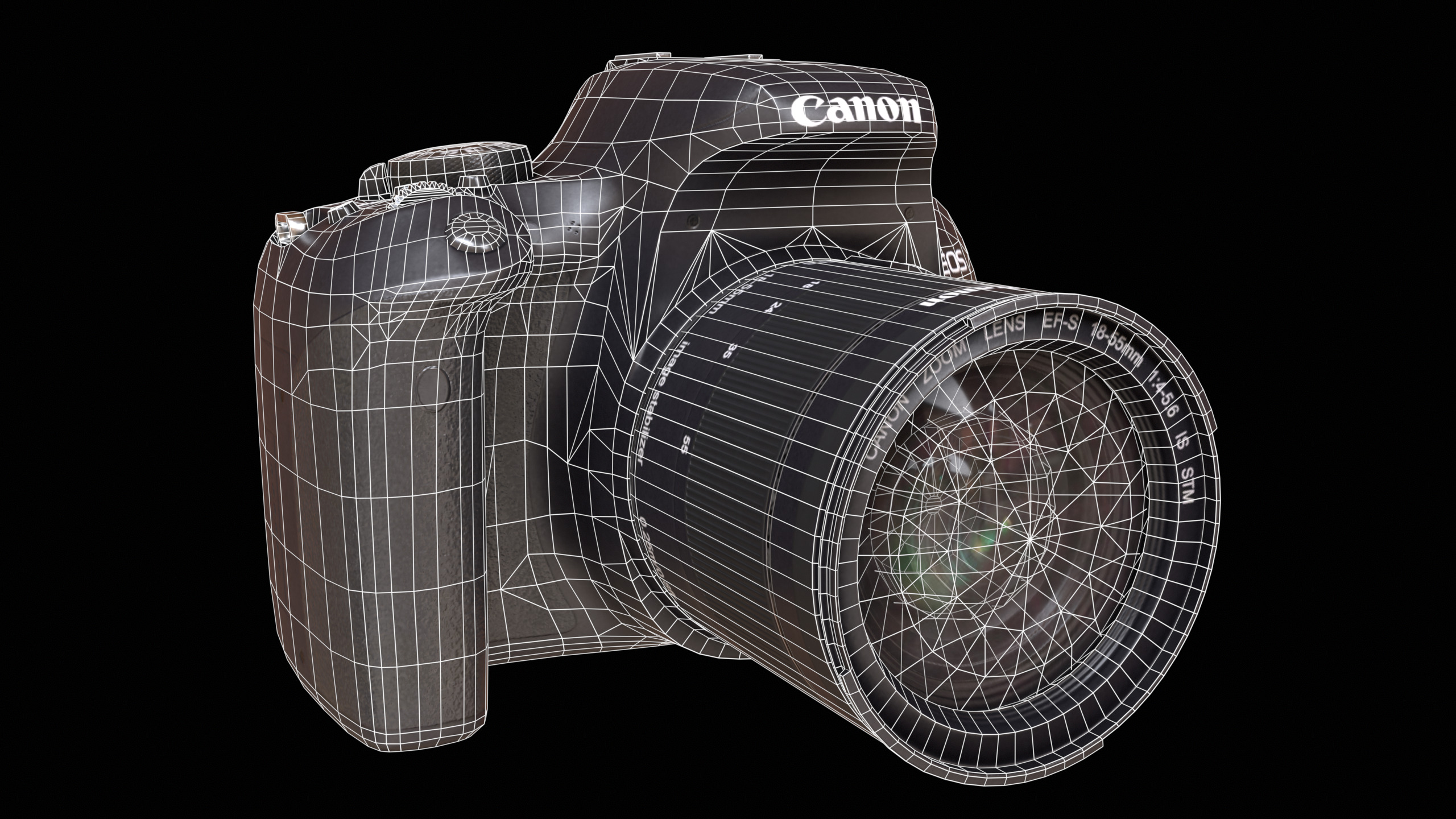 Canon T7i 800D DSLR Camera PBR Low-poly 3D model_17