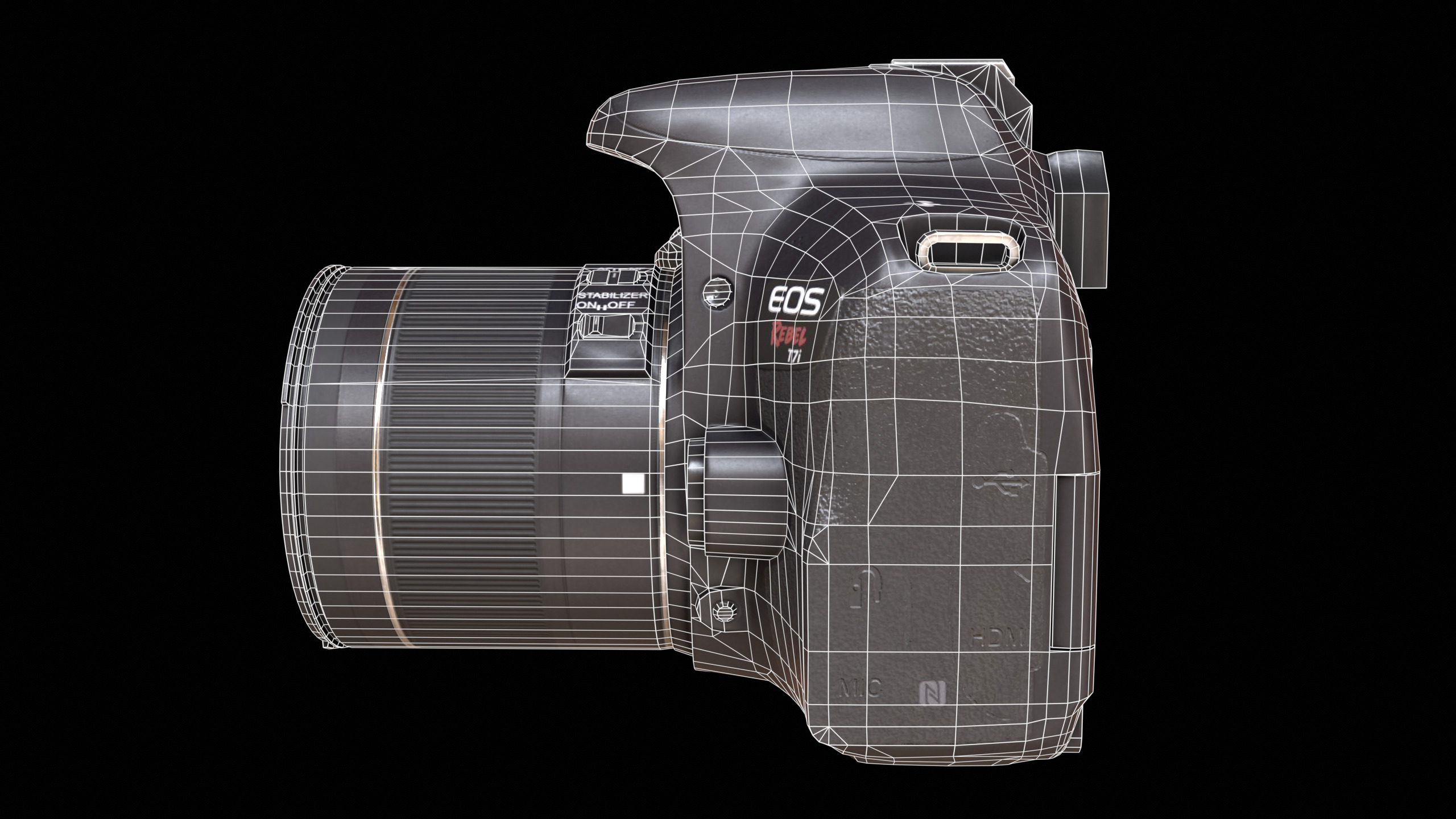 Canon T7i 800D DSLR Camera PBR Low-poly 3D model_21