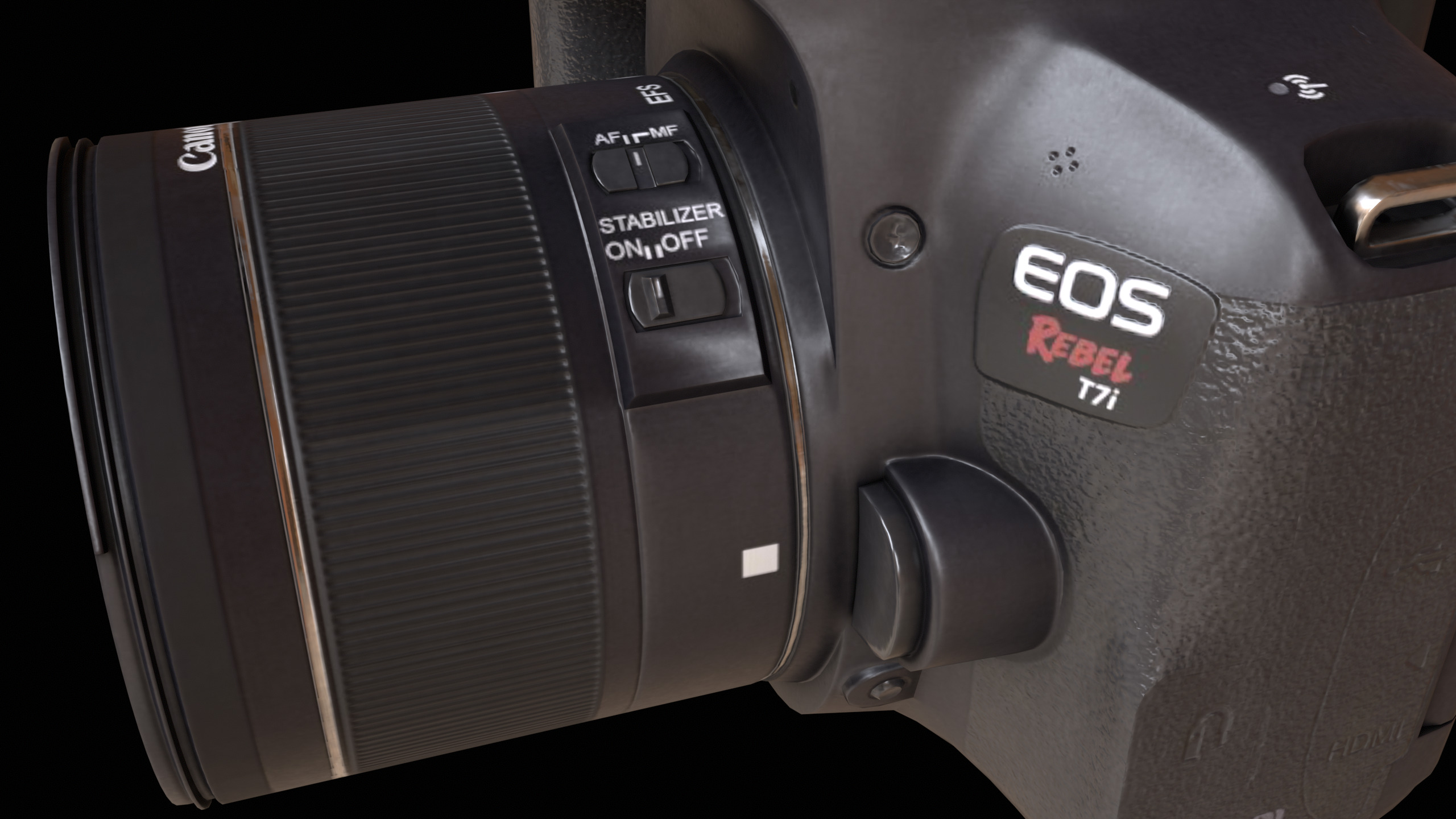 Canon T7i 800D DSLR Camera PBR Low-poly 3D model_12