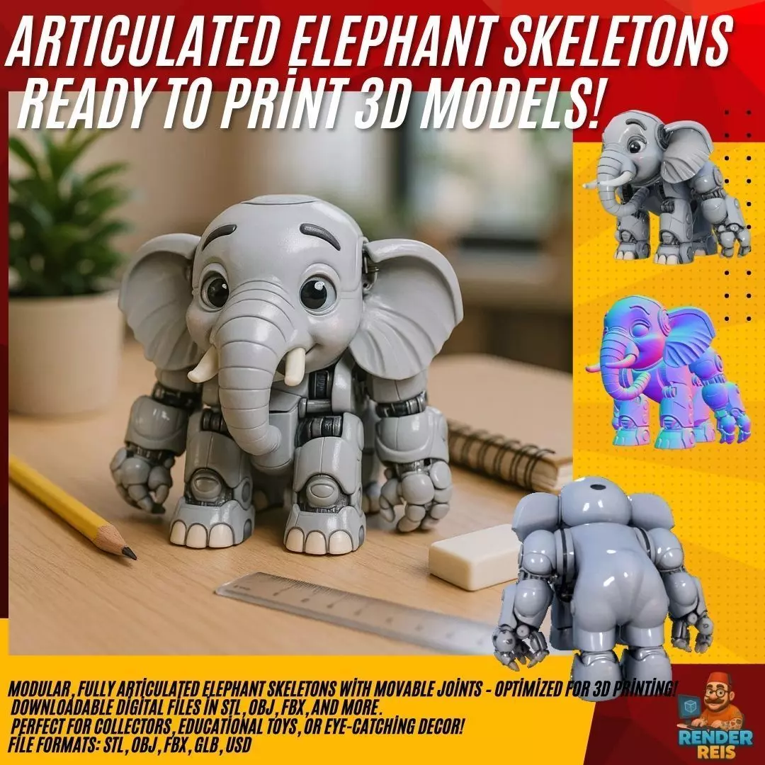 Articulated Mechanical Elephant 3D print model