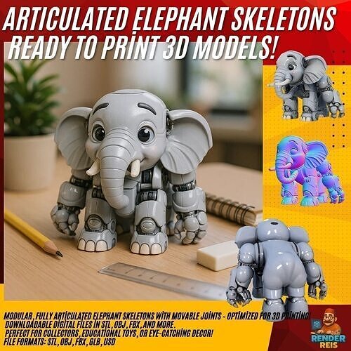 Articulated Mechanical Elephant  3D print model