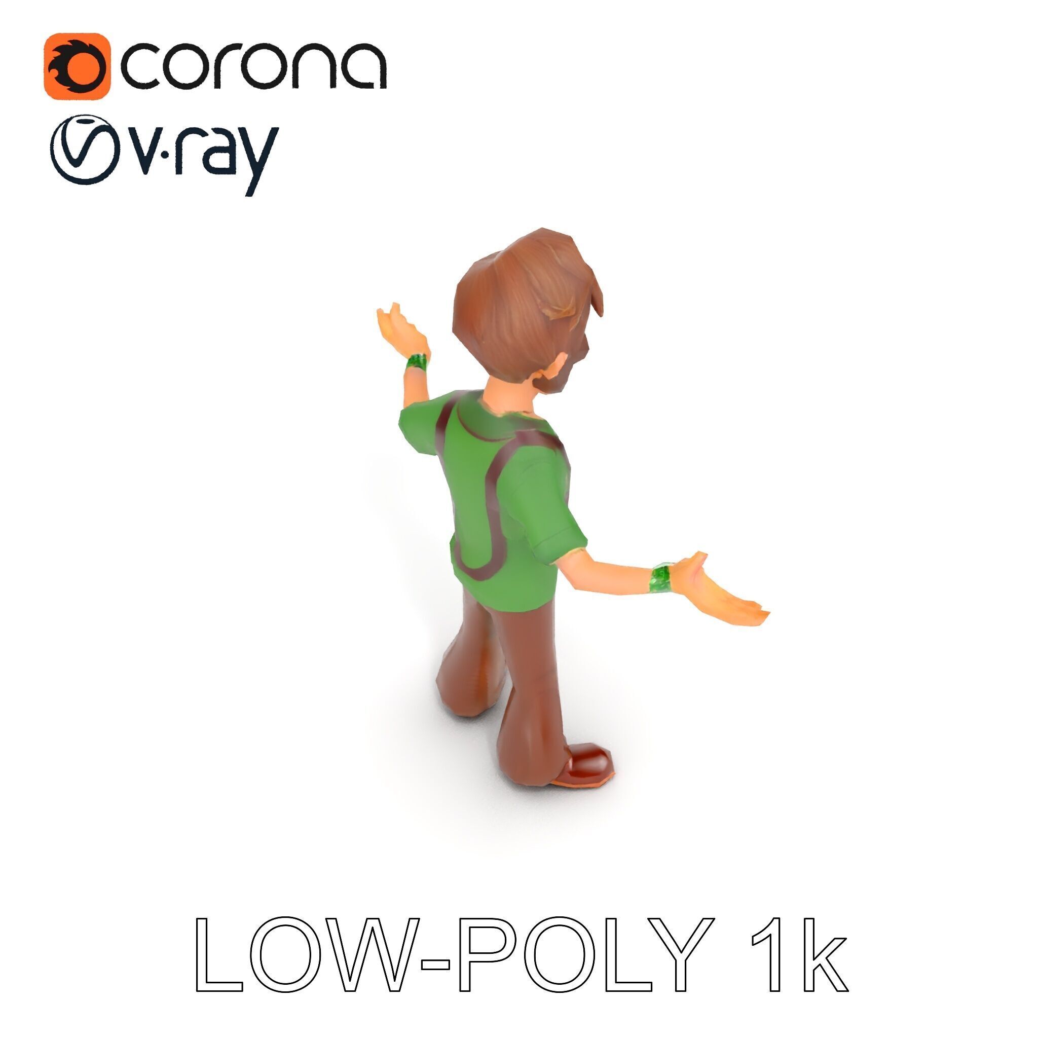 Bearded Cartoon Adventurer  D Character Model Low-poly 3D model_26