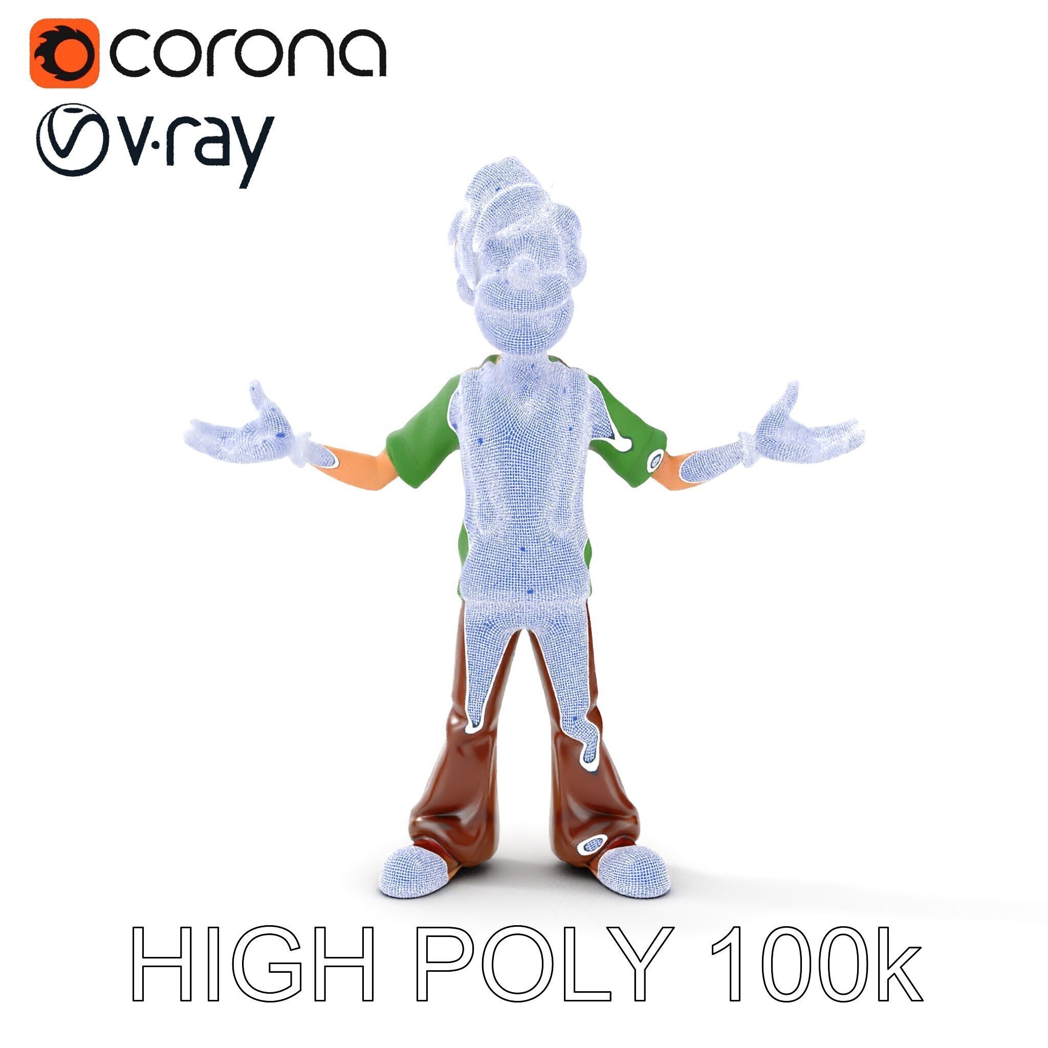 Bearded Cartoon Adventurer  D Character Model Low-poly 3D model_21