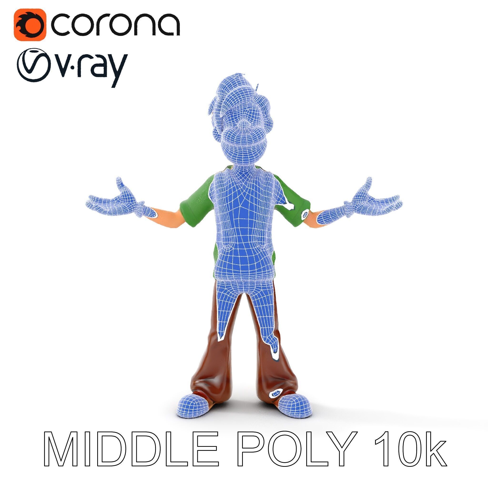 Bearded Cartoon Adventurer  D Character Model Low-poly 3D model_30