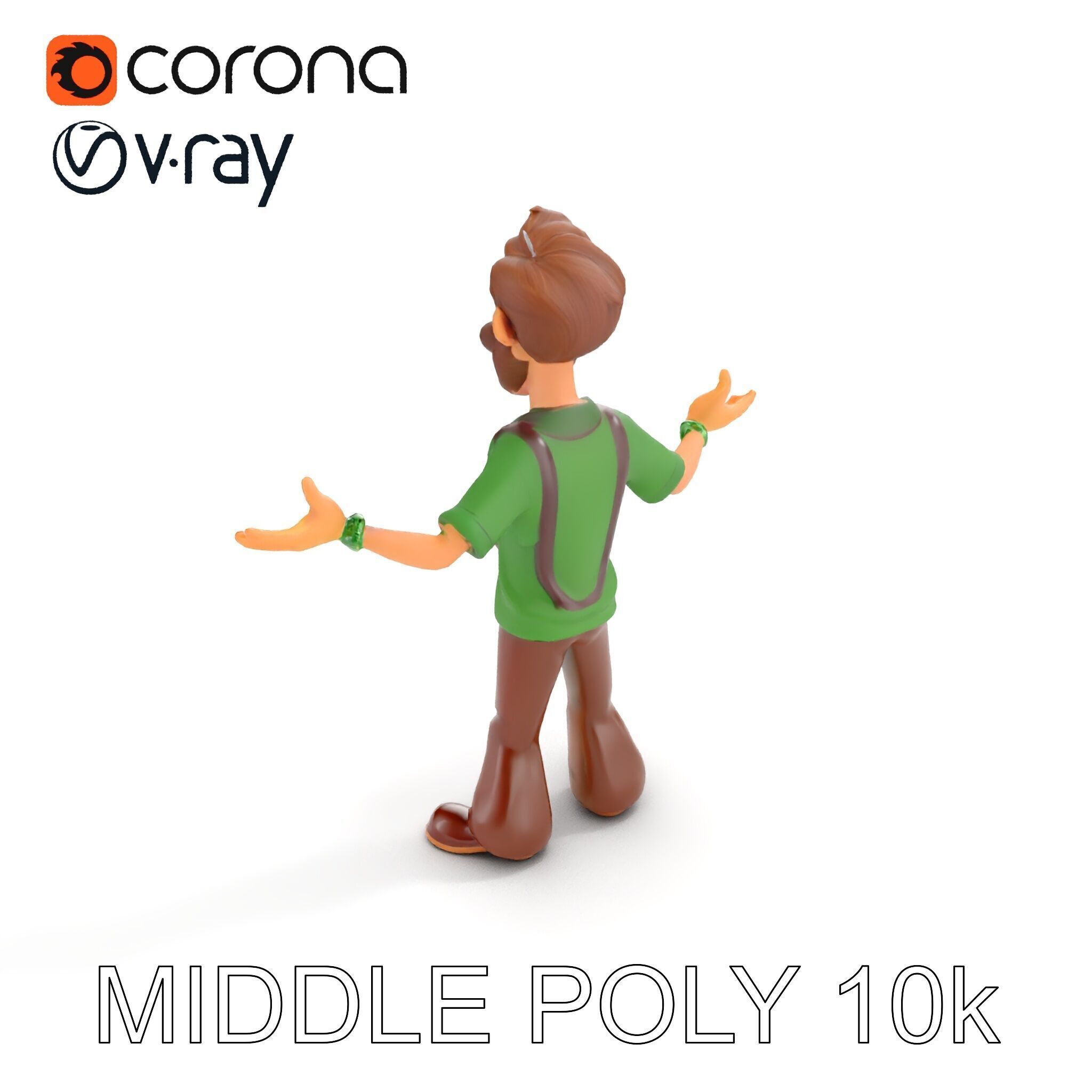 Bearded Cartoon Adventurer  D Character Model Low-poly 3D model_25