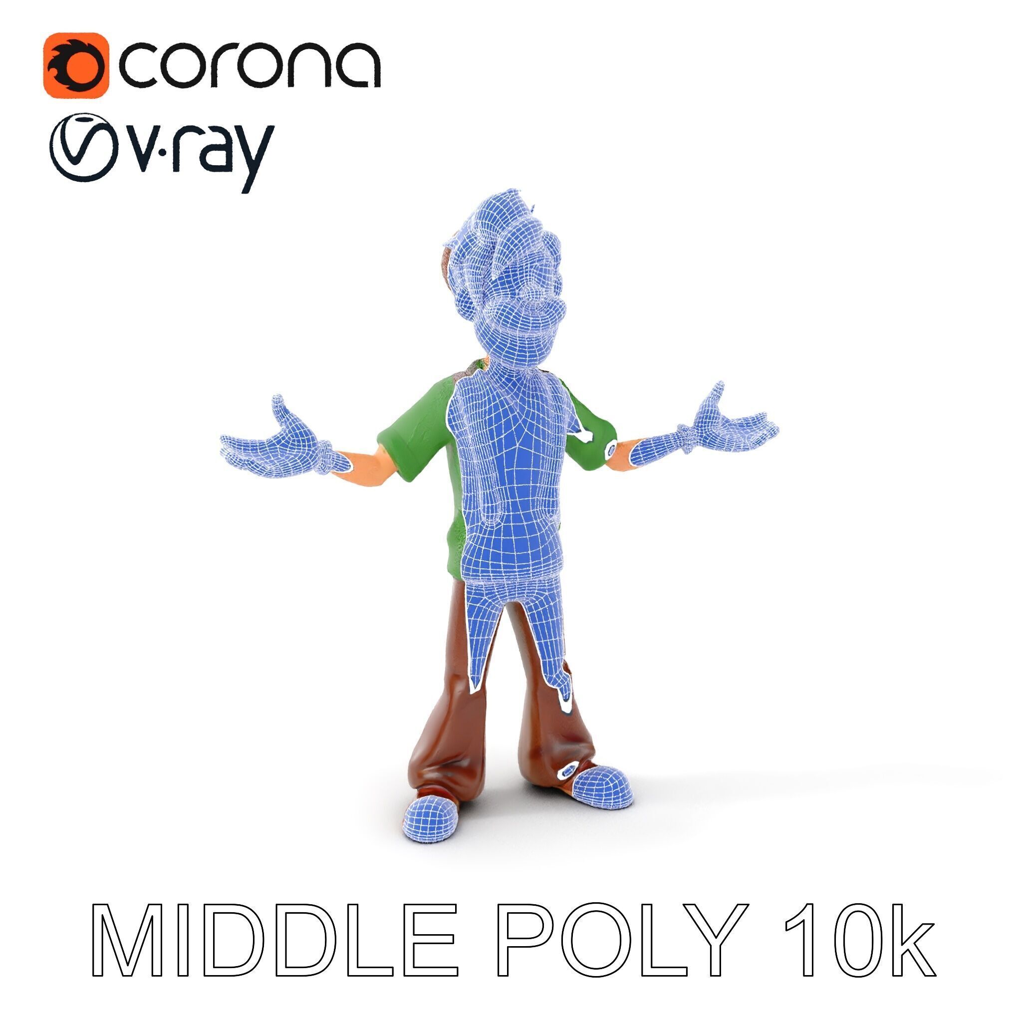 Bearded Cartoon Adventurer  D Character Model Low-poly 3D model_13