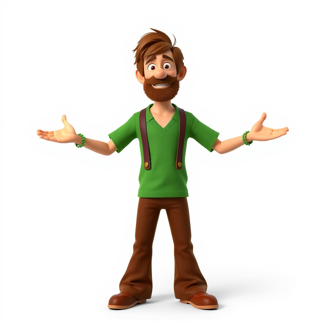Bearded Cartoon Adventurer  D Character Model Low-poly 3D model_2