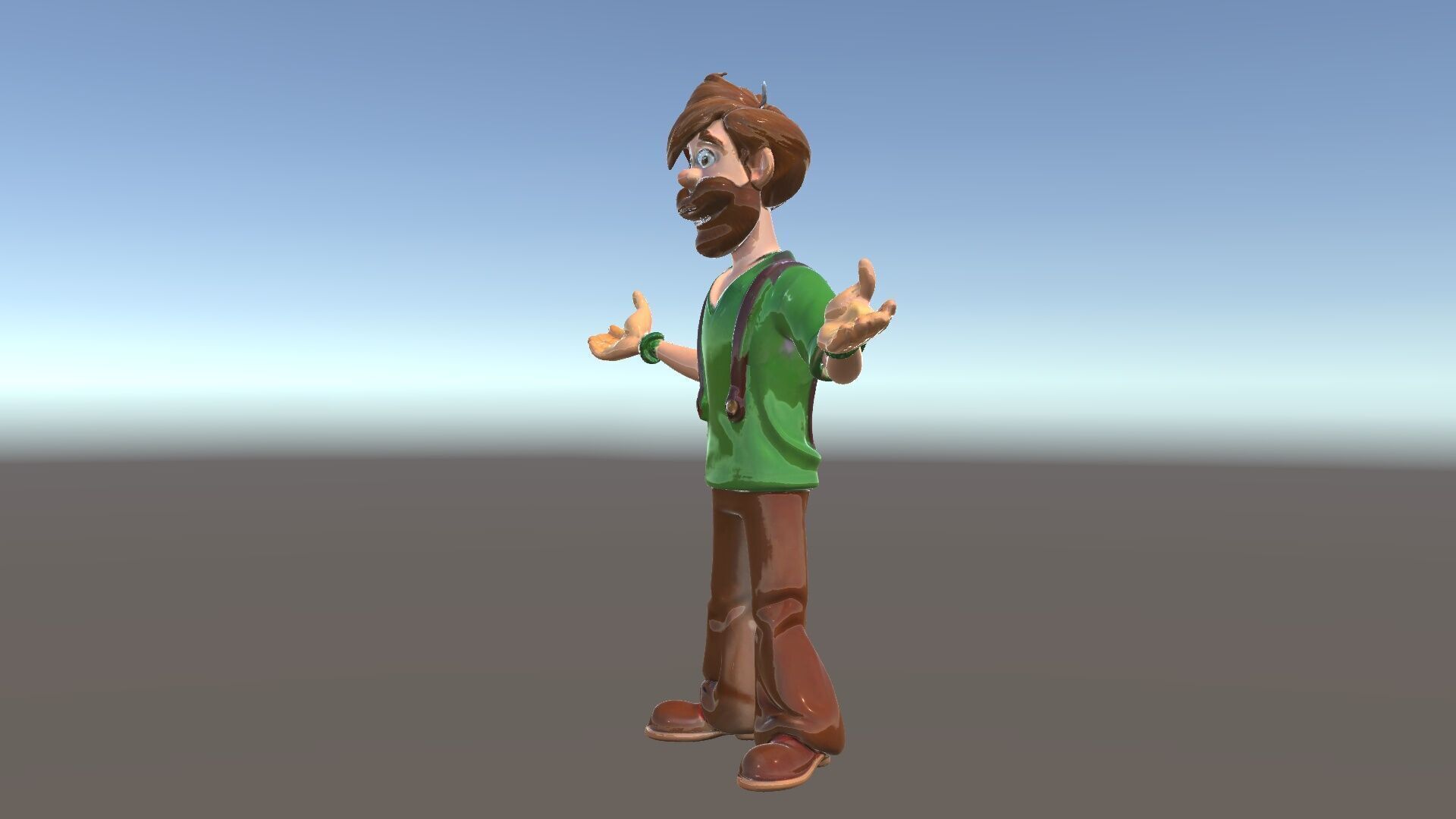 Bearded Cartoon Adventurer  D Character Model Low-poly 3D model_5