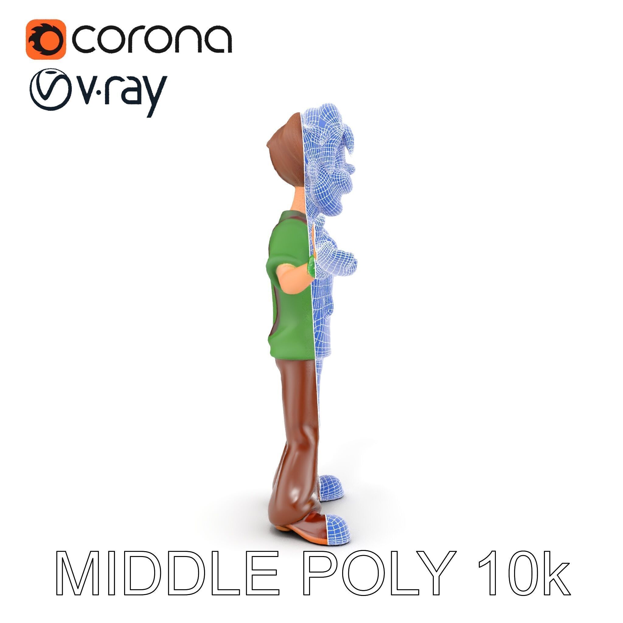 Bearded Cartoon Adventurer  D Character Model Low-poly 3D model_36