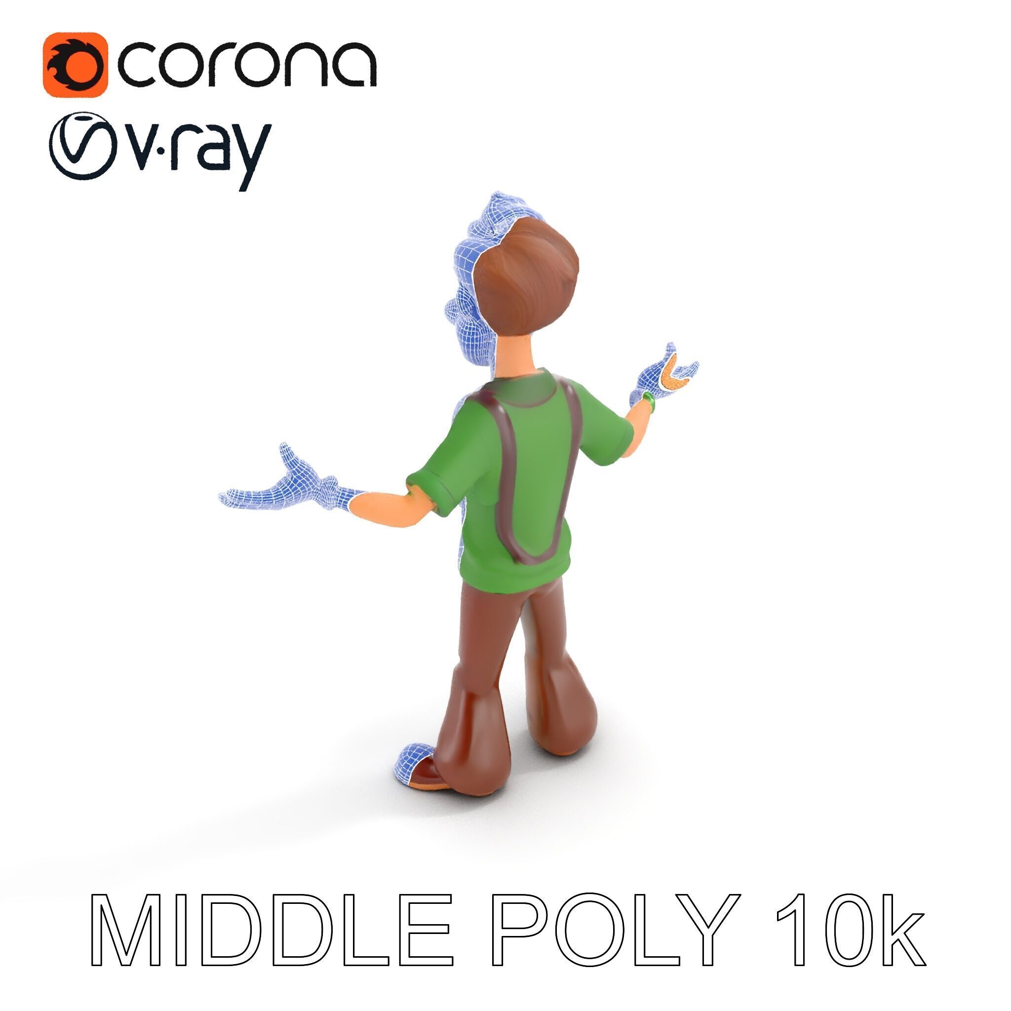 Bearded Cartoon Adventurer  D Character Model Low-poly 3D model_28