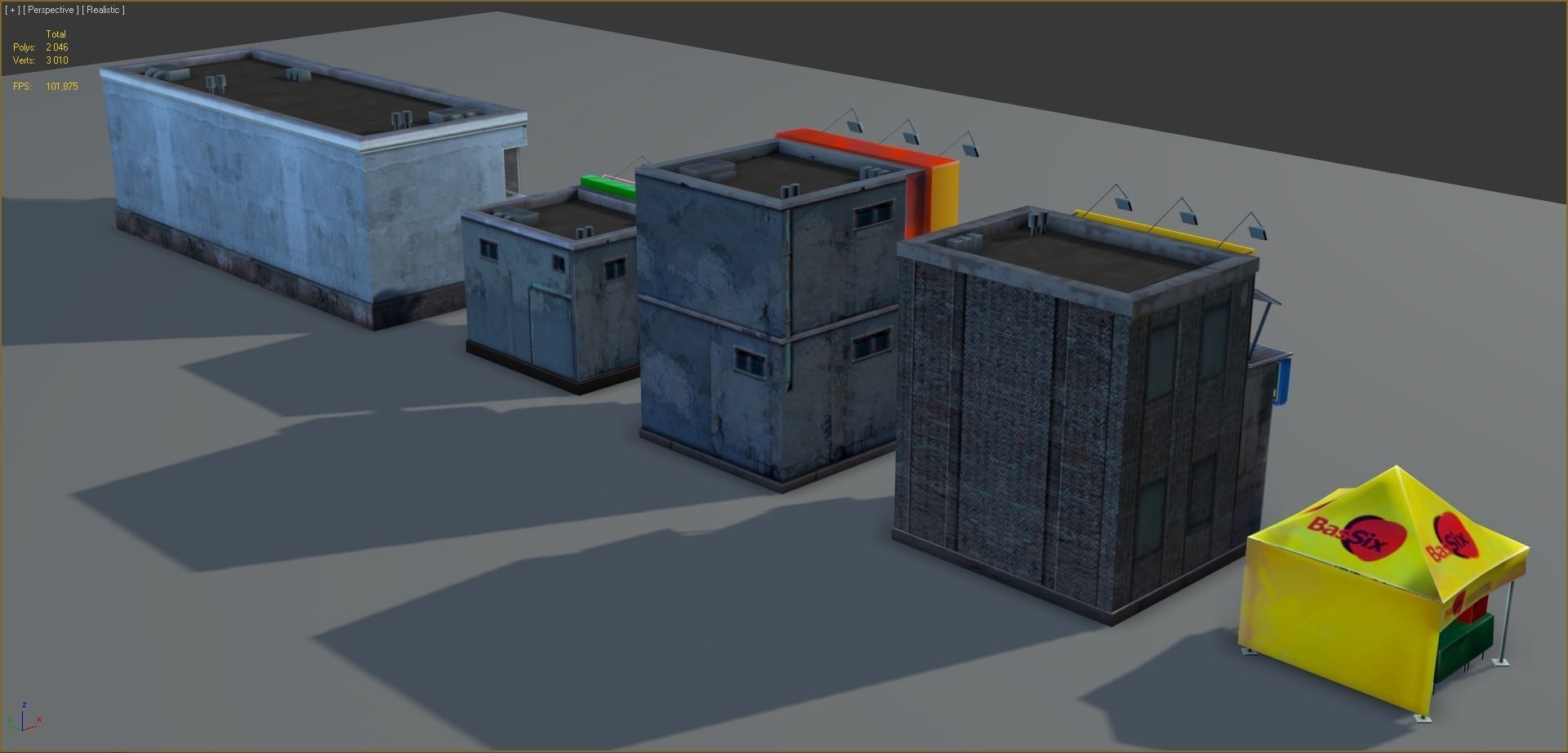Set of Small Stores - low poly Low-poly 3D model_24