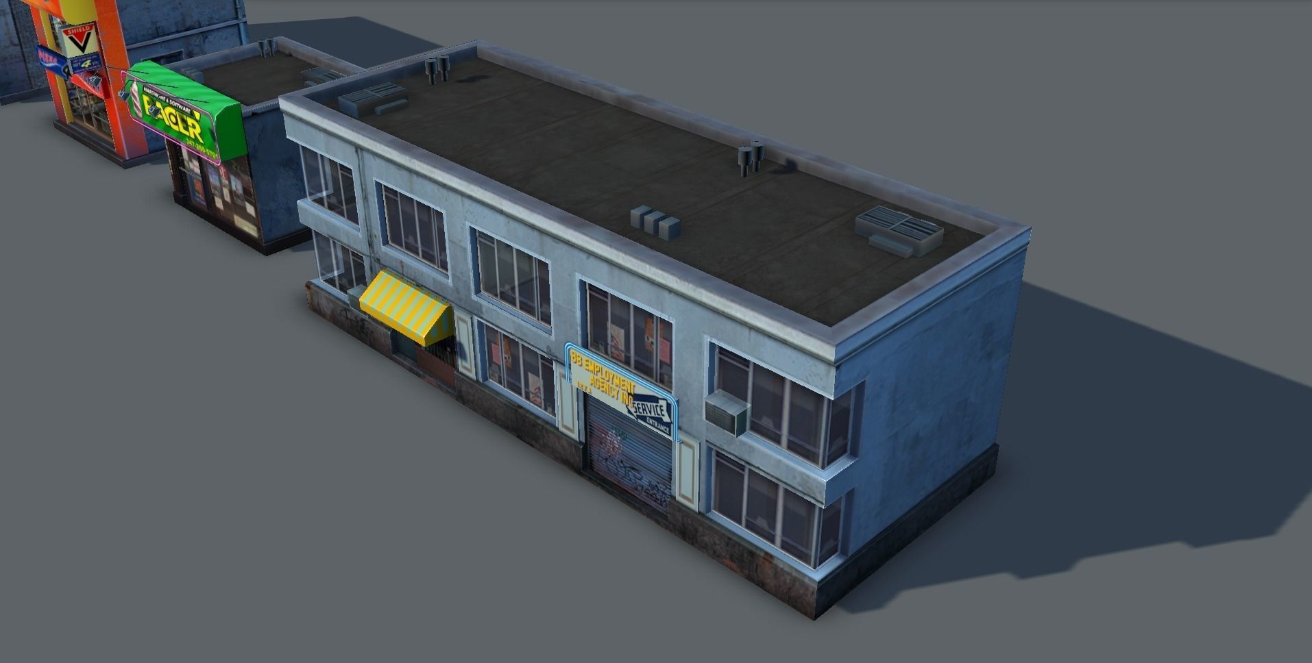 Set of Small Stores - low poly Low-poly 3D model_10