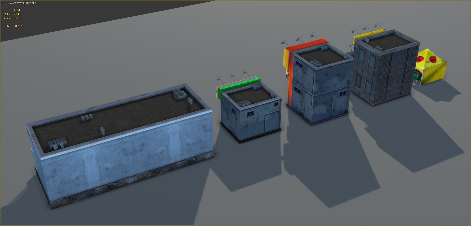 Set of Small Stores - low poly Low-poly 3D model_23