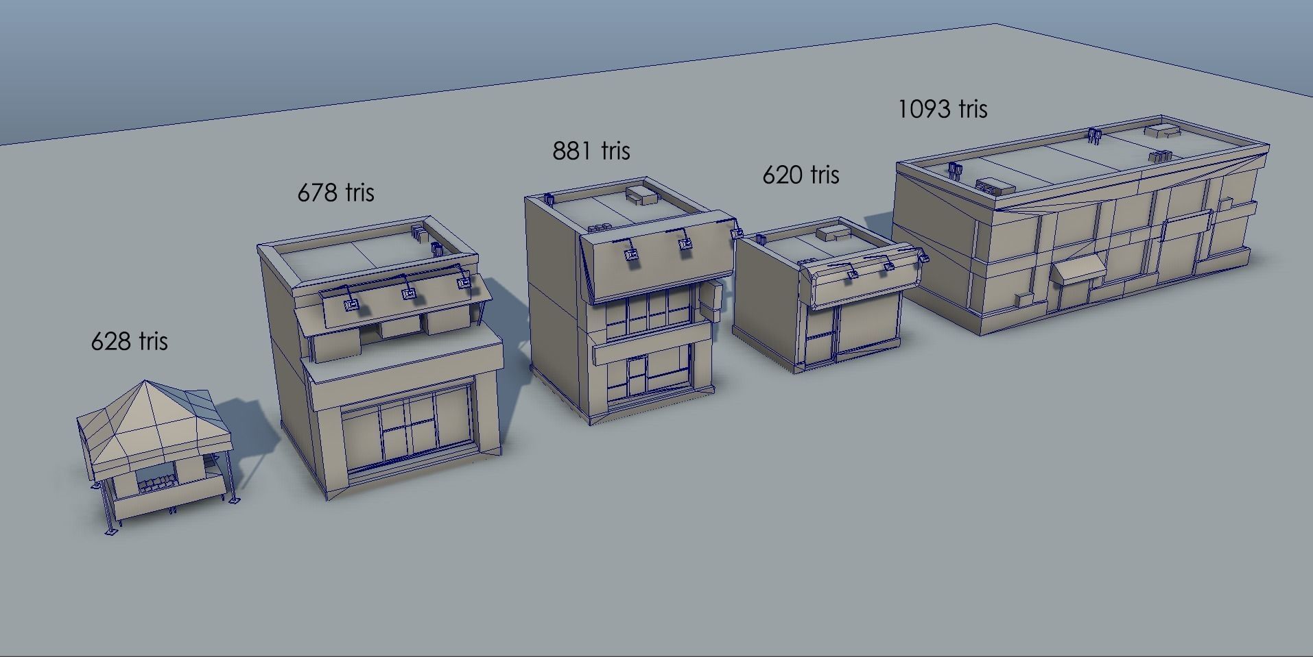 Set of Small Stores - low poly Low-poly 3D model_12