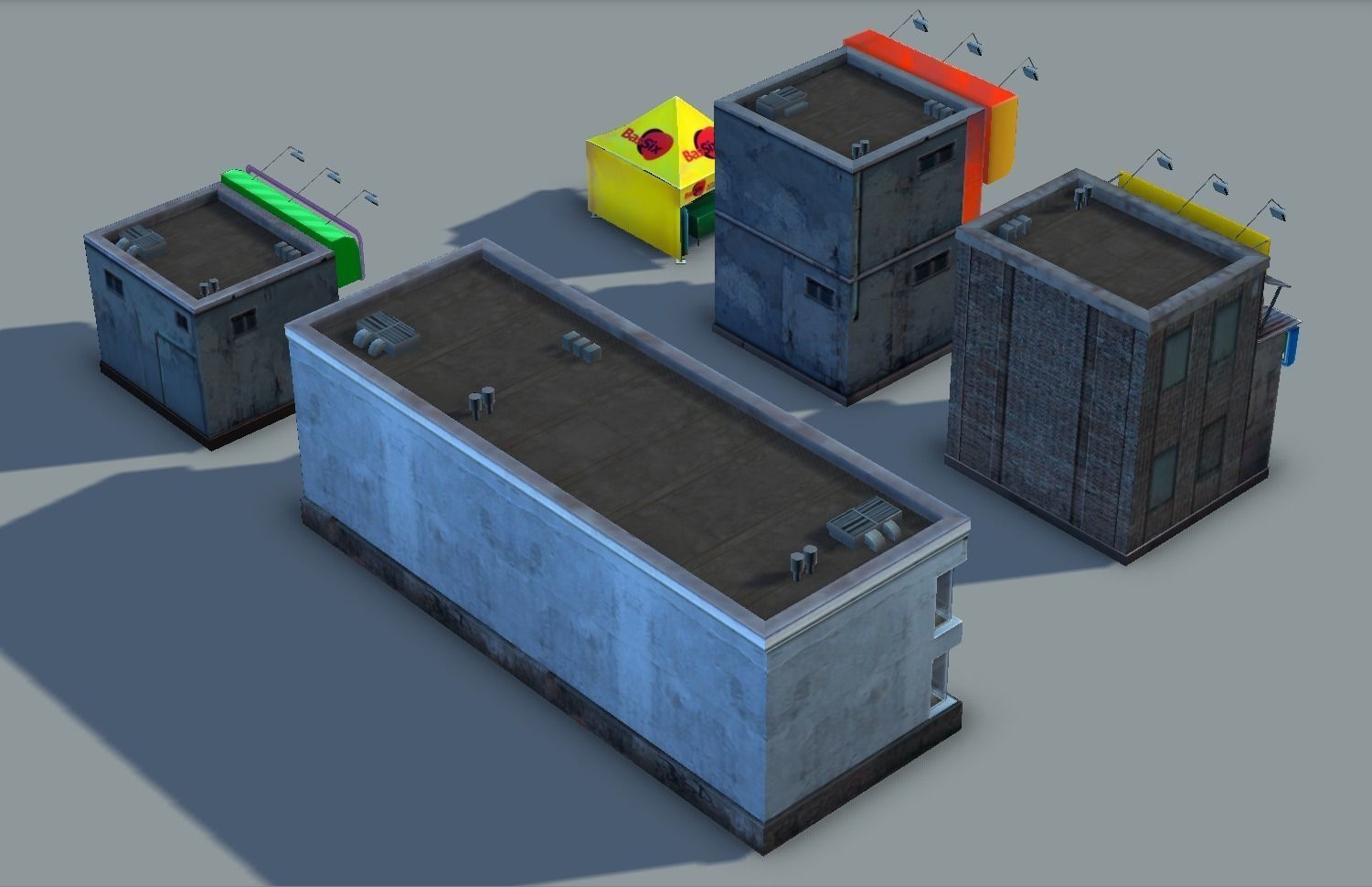 Set of Small Stores - low poly Low-poly 3D model_2