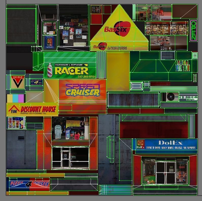 Set of Small Stores - low poly Low-poly 3D model_25