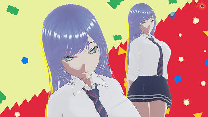 Hot Stylized Anime School Teacher Fully Rigged Low-poly 3D model