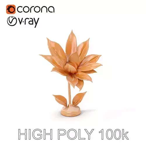 Golden Metallic Flower Decor D Model Pack