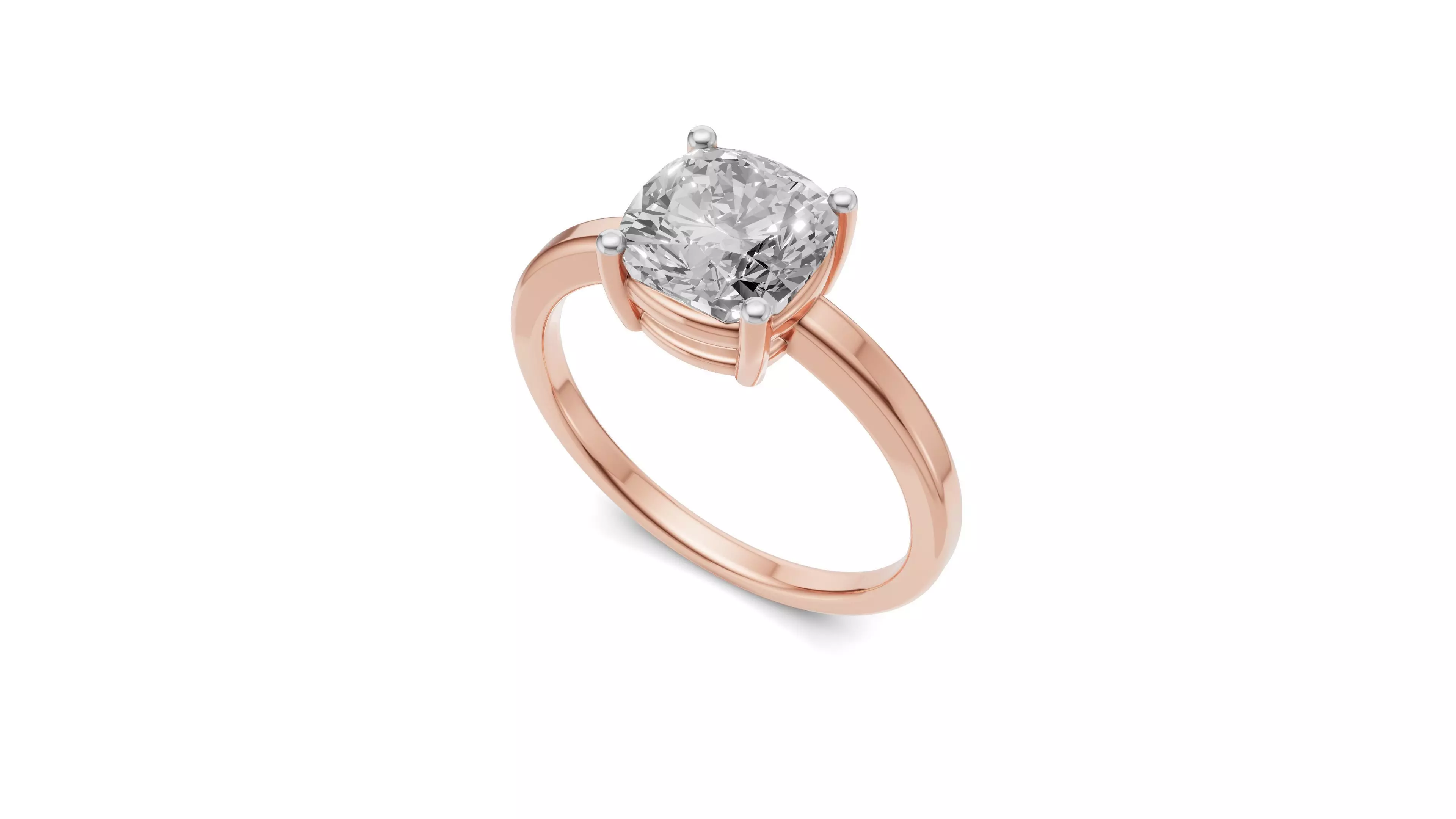 Cushion Solitaire Ring For Women 3D print model