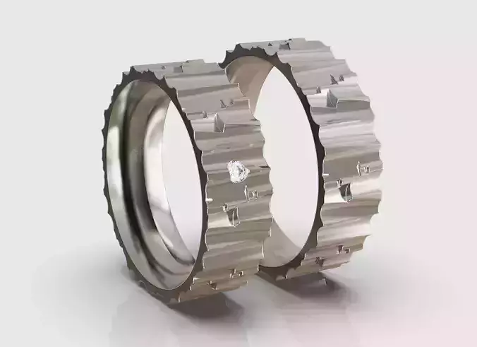 SergeLL Tree bark wedding band set  3D print model