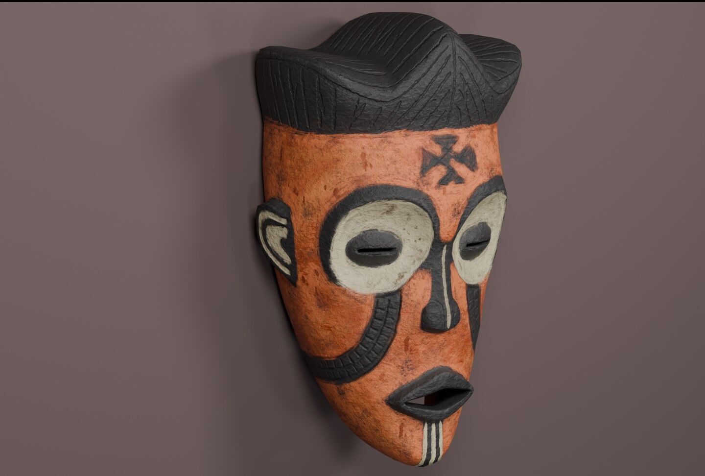 Mwana Pwo African Mask 3D model_4
