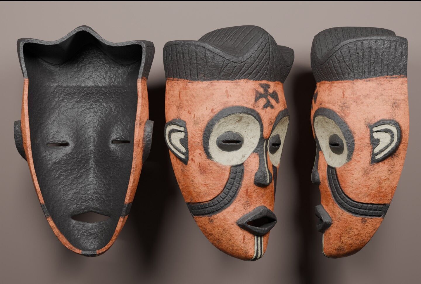 Mwana Pwo African Mask 3D model_2